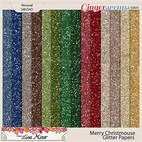 Merry Christmouse Glitter Papers from Designs by Lisa Minor