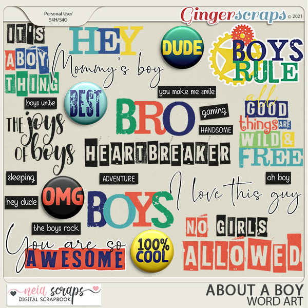 GingerScraps :: Embellishments :: About a Boy - Word Art - by Neia Scraps
