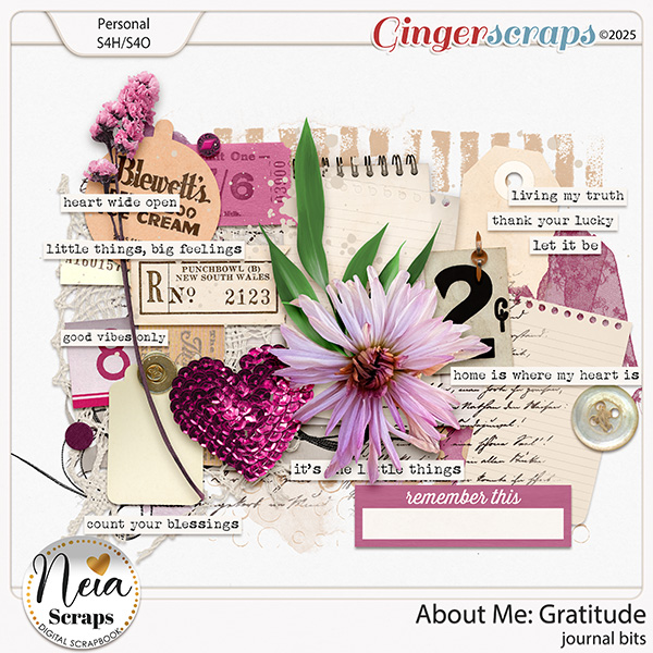 About Me: Gratitude - Journal Bits - by Neia Scraps