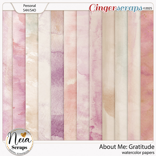About Me: Gratitude - Watercolor Papers - by Neia Scraps