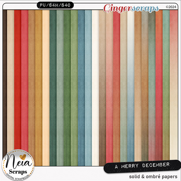 A Merry December - Solid & Ombré Papers - by Neia Scraps