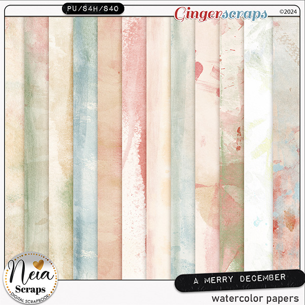 A Merry December - Watercolor Papers - by Neia Scraps