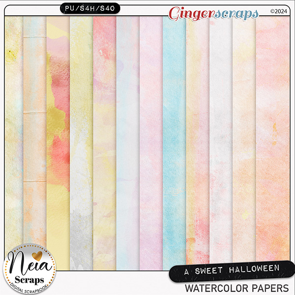 A Sweet Halloween - Watercolor Papers - by Neia Scraps