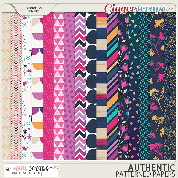 Authentic - Patterned Papers - by Neia Scraps
