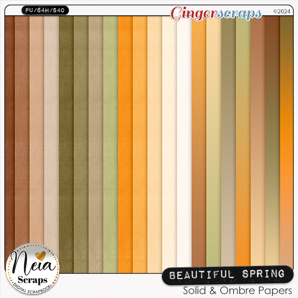 Beautiful Spring - Solid & Ombre Papers - by Neia Scraps