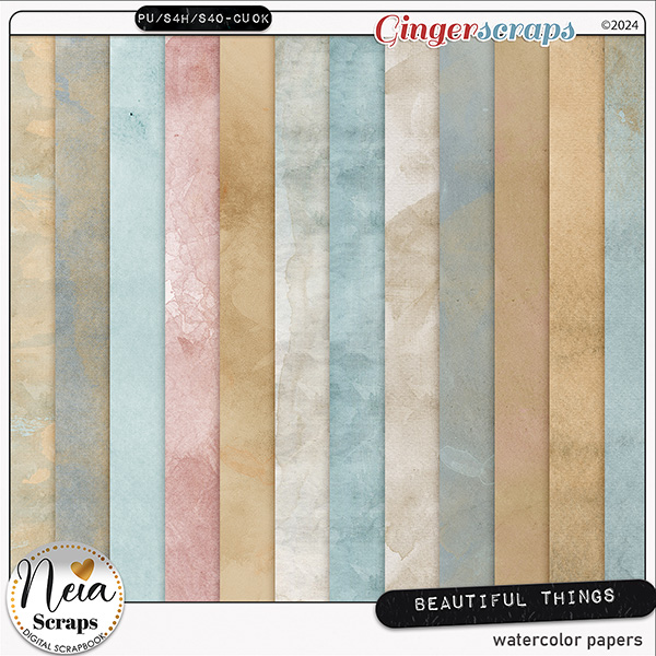 Beautiful Things - Watercolor Papers - by Neia Scraps