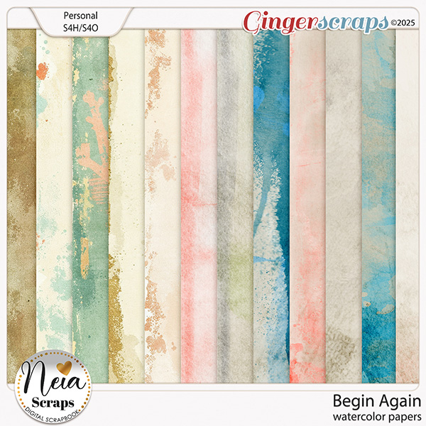 Begin Again - Watercolor Papers - by Neia Scraps