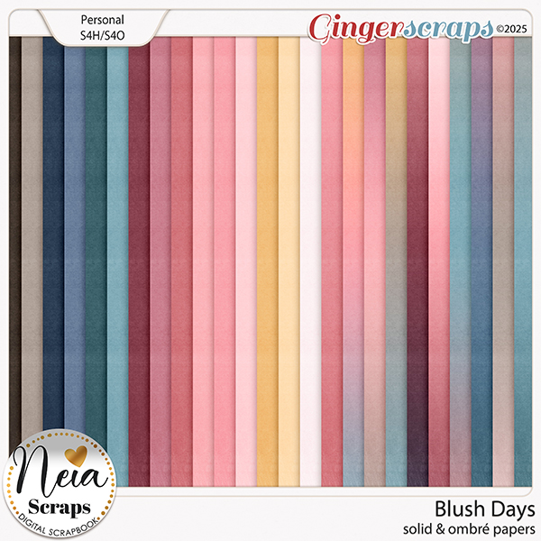 Blush Days - Solid & Ombré Papers - by Neia Scraps
