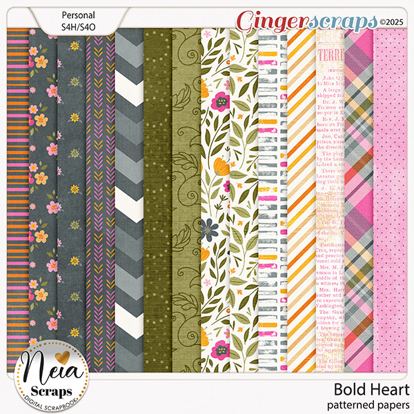 Bold Heart - Patterned Papers - by Neia Scraps