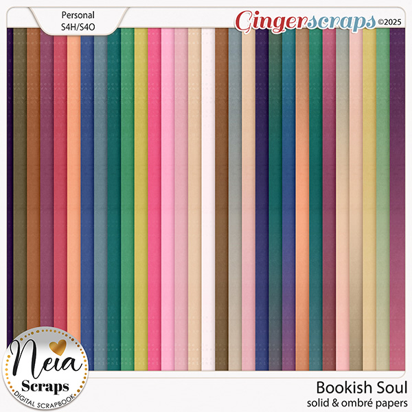 Bookish Soul - Solid & Ombré Papers - by Neia Scraps
