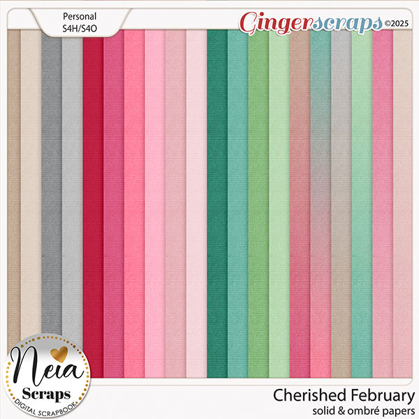 Cherished February - Solid & Ombré Papers - by Neia Scraps