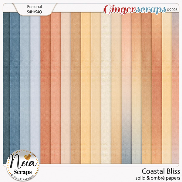 Coastal Bliss - Solid & Ombré Papers - by Neia Scraps