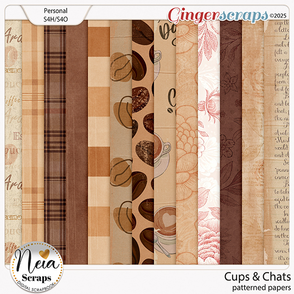 Cups & Chats - Patterned Papers - by Neia Scraps