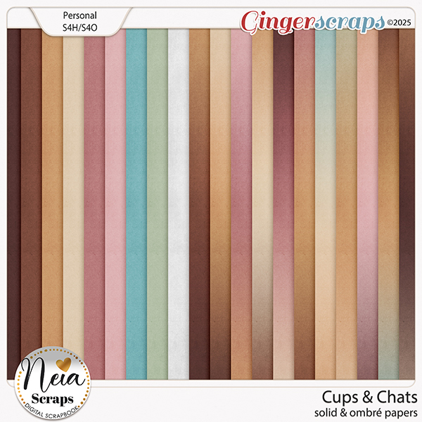 Cups & Chats - Solid & Ombré Papers - by Neia Scraps