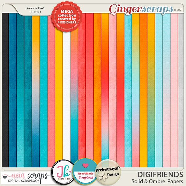 Digifriends - Solid & Ombre Papers - Collab by Neia Scraps + 3 