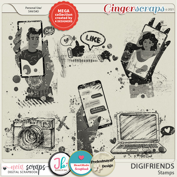 Digifriends - Stamps - Collab by Neia Scraps + 3