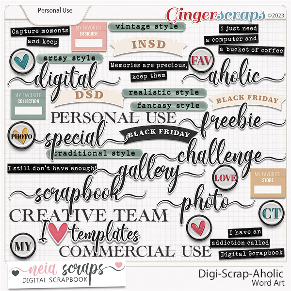 Digi-Scrap-Aholic - Word Art - by Neia Scraps