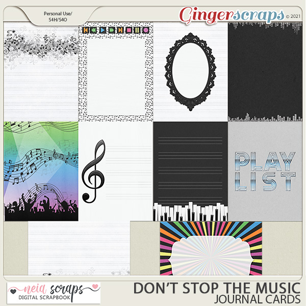 Don't Stop the Music - Journal Cards - by Neia Scraps