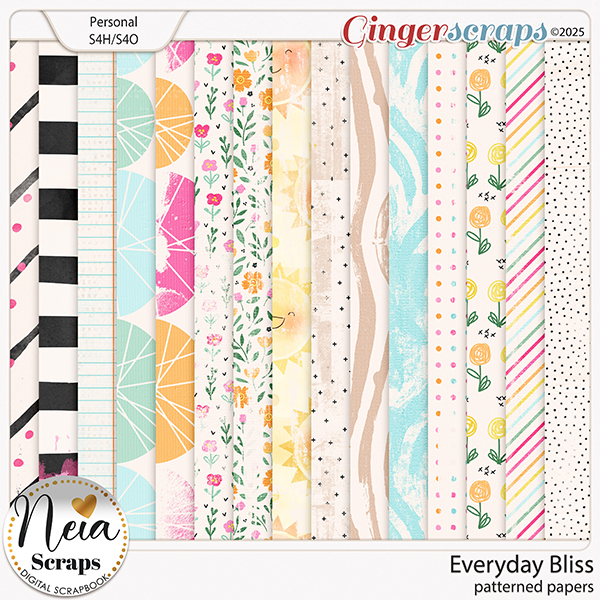 Everyday Bliss - Patterned Papers - by Neia Scraps