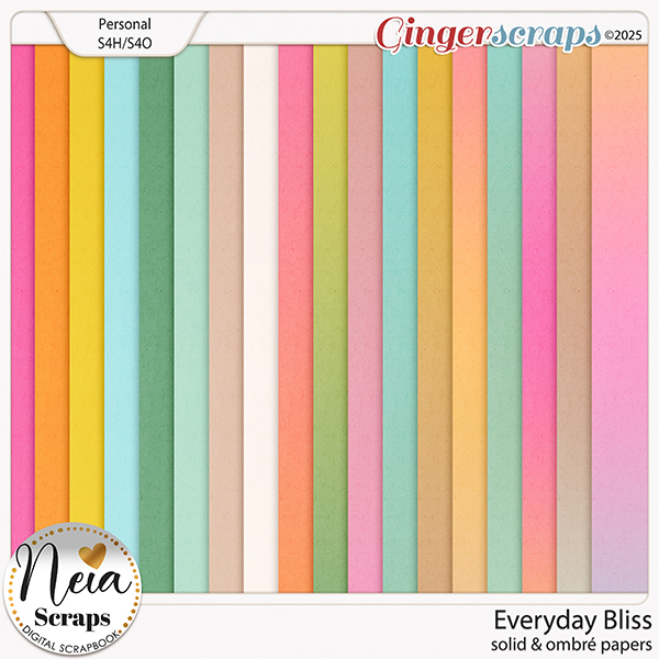Everyday Bliss - Solid & Ombré Papers - by Neia Scraps