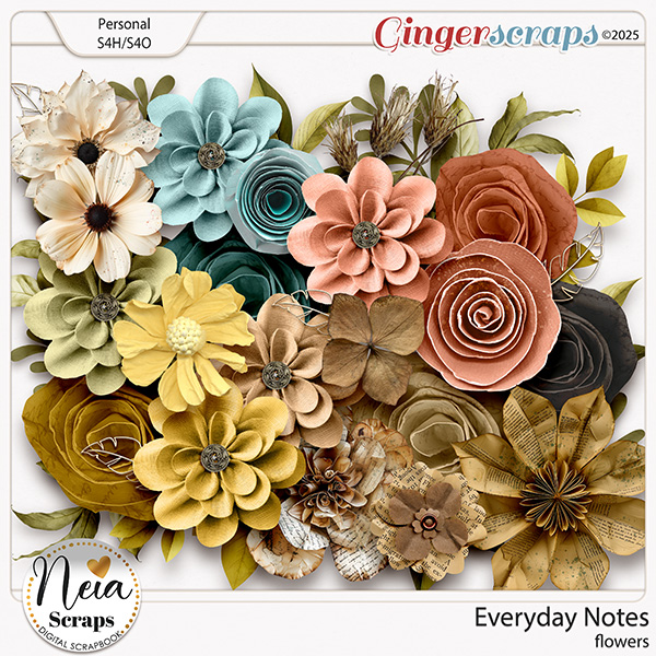 Everyday Notes - Flowers - by Neia Scraps