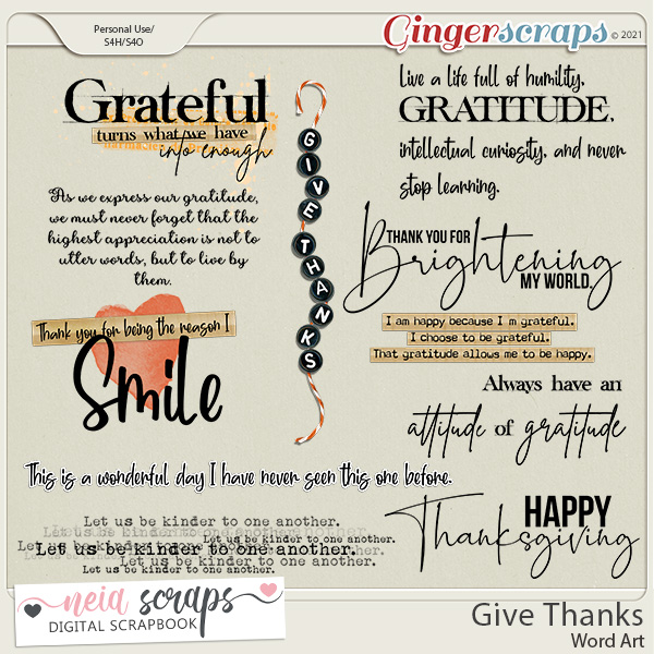 Give Thanks - Word Art - by Neia Scraps