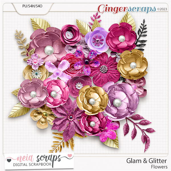 GingerScraps :: Embellishments :: Glam & Glitter - Flowers - by Neia Scraps