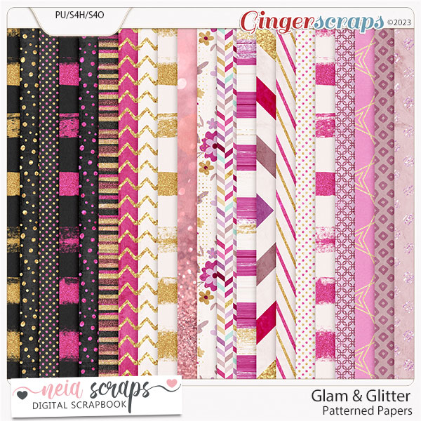 Glam & Glitter - Patterned Papers - by Neia Scraps