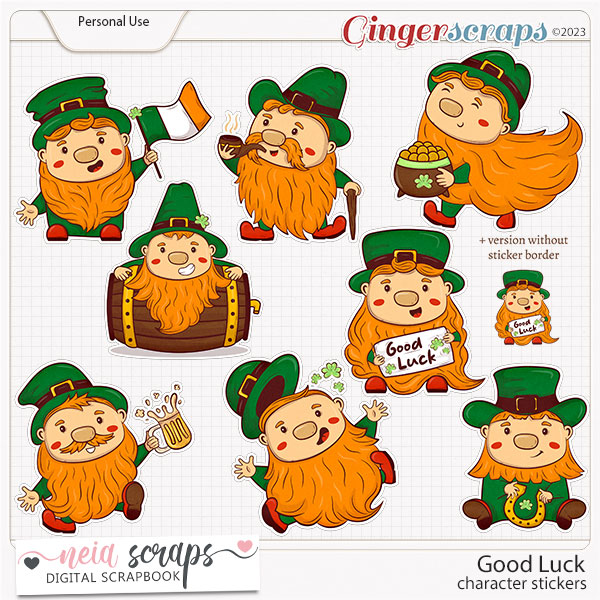 Good Luck - Character Stickers - by Neia Scraps