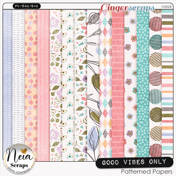 Good Vibes Only - Patterned Papers - by Neia Scraps