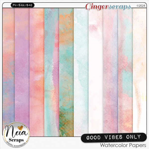 Good Vibes Only - Watercolor Papers - by Neia Scraps