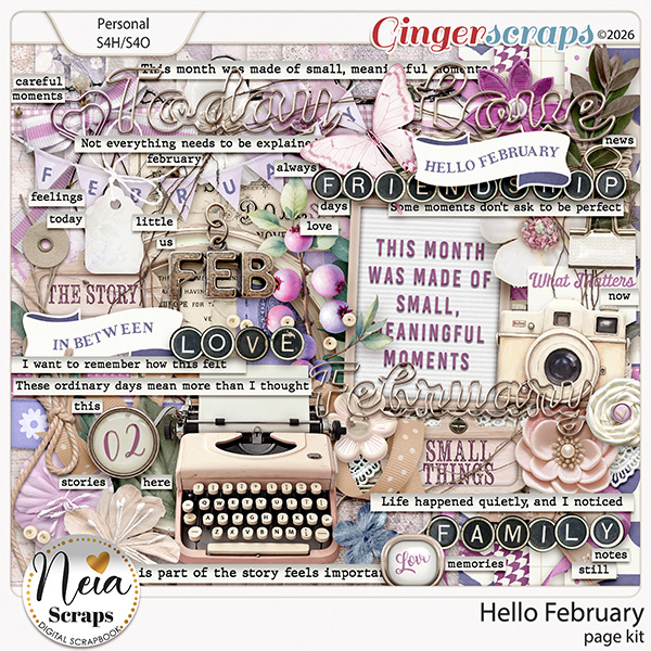 Hello February - Page Kit - by Neia Scraps