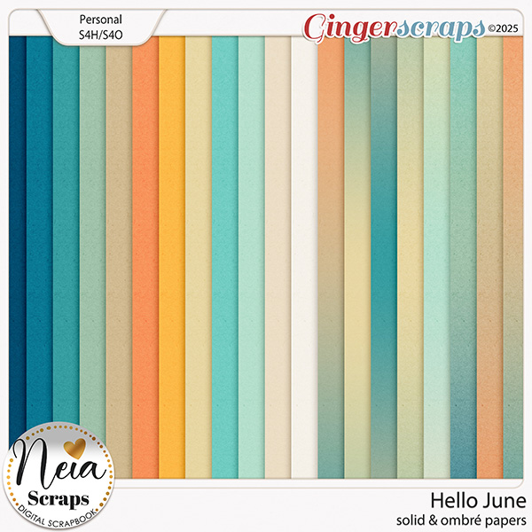 Hello June - Solid & Ombré Papers - by Neia Scraps