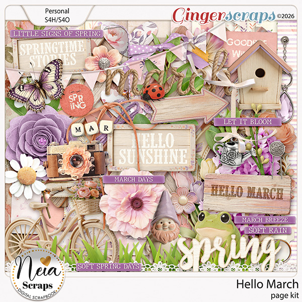 Hello March - Page Kit - by Neia Scraps