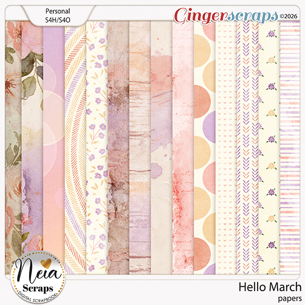 Hello March - Papers - by Neia Scraps