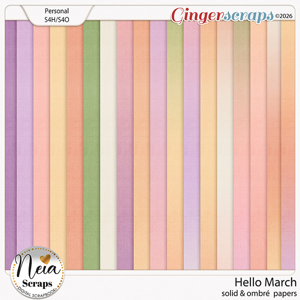 Hello March - Solid & Ombré Papers - by Neia Scraps