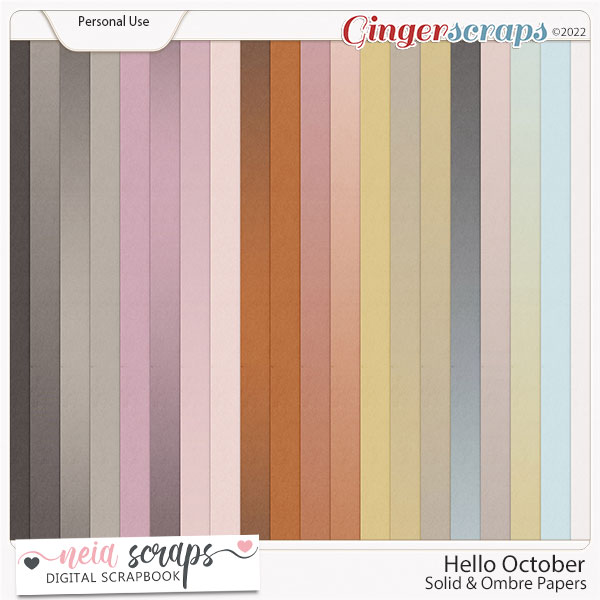 Hello October - Solid & Ombre Papers - by Neia Scraps