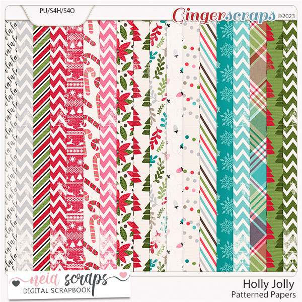 Holly Jolly - Patterned Papers - by Neia Scraps