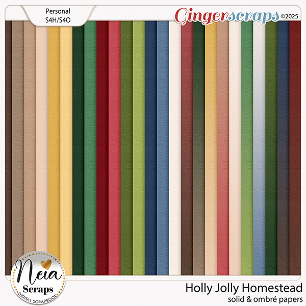 Holly Jolly Homestead - Solid & Ombré Papers - by Neia Scraps