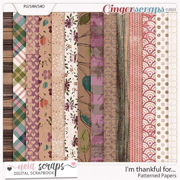 I'm Thankful For... - Patterned Papers - by Neia Scraps