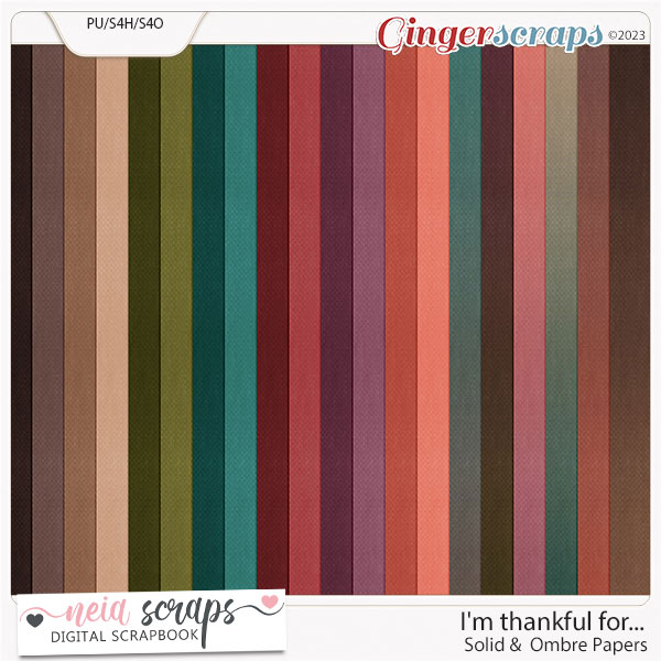 I'm Thankful For... - Solid & Ombre Papers - by Neia Scraps