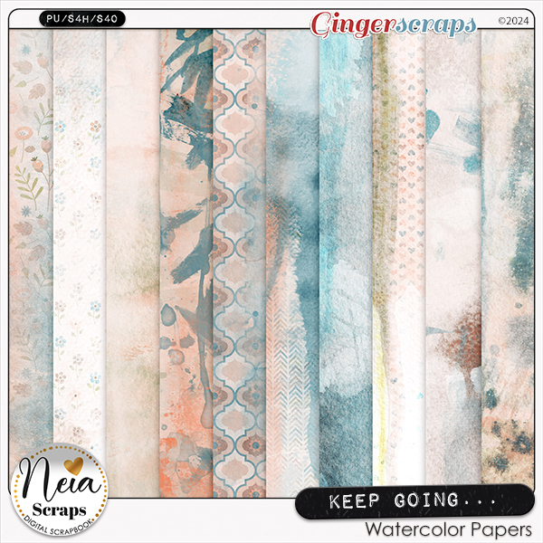 Keep Going - Watercolor Papers - by Neia Scraps
