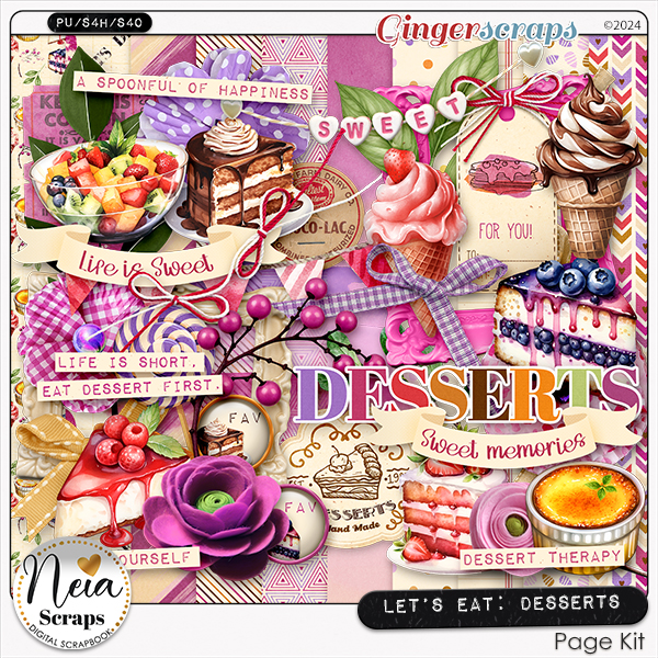 Let's Eat - Desserts - Page Kit - by Neia Scraps
