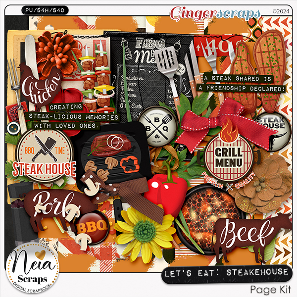 Let's Eat - Steakhouse - Page Kit - by Neia Scraps