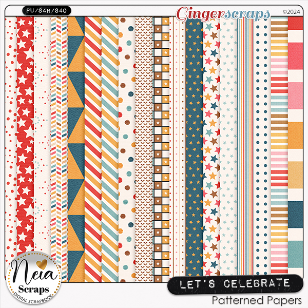 Let's Celebrate - Patterned Papers - by Neia Scraps 
