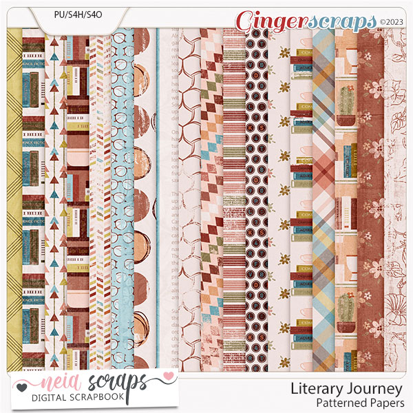 Literary Journey - Patterned Papers - by Neia Scraps