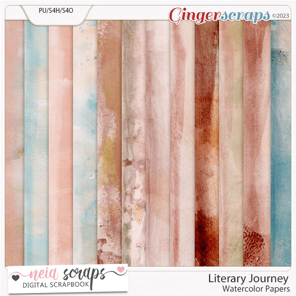 Literary Journey - Watercolor Papers - by Neia Scraps