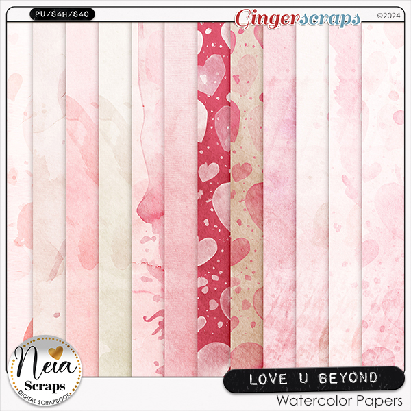 Love U Beyond - Watercolor Papers - by Neia Scraps