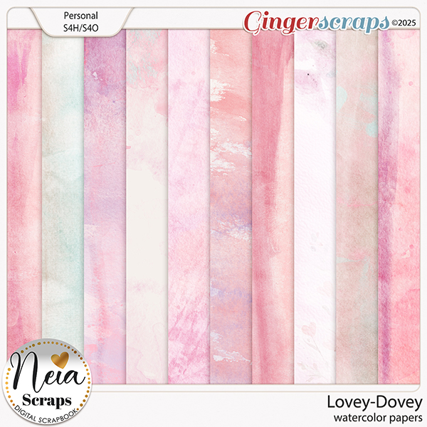 Lovey-Dovey - Watercolor Papers - by Neia Scraps