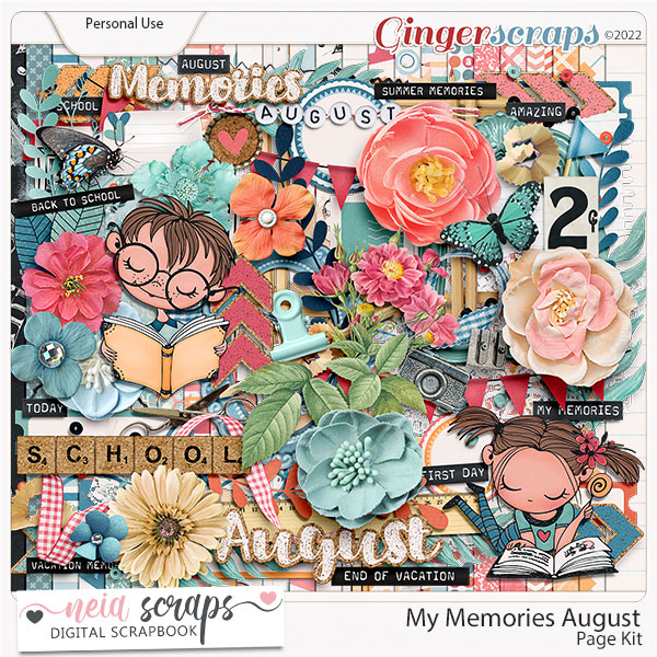 My Memories - August - Page Kit - by Neia Scraps